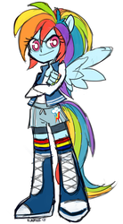 Size: 500x903 | Tagged: safe, artist:kunaike, rainbow dash, anthro, equestria girls, g4, female, ponied up, redesign, solo