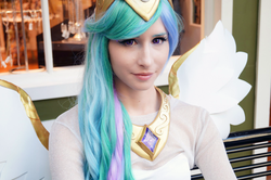 Size: 1024x681 | Tagged: safe, artist:littlekiddens, princess celestia, human, g4, convention, cosplay, irl, irl human, katsucon, photo, solo