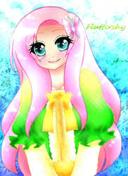 Size: 850x1169 | Tagged: safe, artist:shikiren96, fluttershy, human, g4, female, humanized, solo