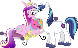 Size: 6000x3670 | Tagged: safe, artist:powerpuncher, princess cadance, shining armor, oc, g4, female, foal, male, offspring, parent:princess cadance, parent:shining armor, parents:shiningcadance, ship:shiningcadance, shipping, simple background, straight, transparent background, vector