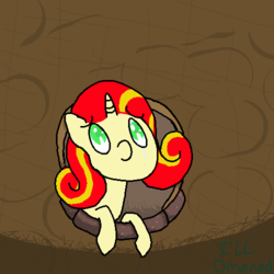 Size: 500x500 | Tagged: safe, artist:raritay, derpibooru exclusive, oc, oc only, oc:golden glow, pony, unicorn, crying, not sunset shimmer, sad, smiling, solo