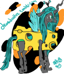 Size: 574x657 | Tagged: safe, artist:tako, queen chrysalis, g4, 30 minute art challenge, best character on the show, cheese, cheeselegs, costume, queen swissalis