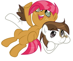 Size: 1600x1341 | Tagged: safe, artist:joultxtrix, babs seed, pipsqueak, g4, colt, female, filly, foal, male, mare, pipseed, shipping, simple background, straight, transparent background