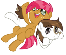 Size: 1600x1341 | Tagged: safe, artist:joultxtrix, babs seed, pipsqueak, earth pony, pony, g4, colt, female, filly, foal, male, mare, pipseed, shipping, simple background, straight, transparent background