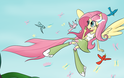 Size: 1280x809 | Tagged: safe, artist:tixolseyerk, fluttershy, anthro, equestria girls, g4, alternative cutie mark placement, belly button, facial cutie mark, midriff, ponied up