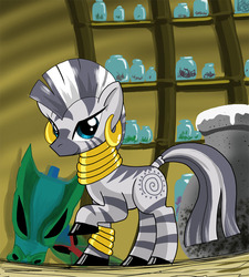 Size: 1080x1200 | Tagged: safe, artist:mol, zecora, pony, zebra, g4, cauldron, cute, female, mask, pixiv, solo, zecorable