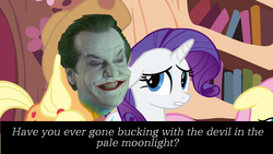 Size: 1280x720 | Tagged: safe, applejack, fluttershy, rarity, g4, crossover shipping, the joker, wtf