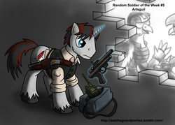 Size: 2450x1750 | Tagged: safe, artist:guard-mod, oc, oc only, series:ask the guard ponies, artsguil, commission, gun, war