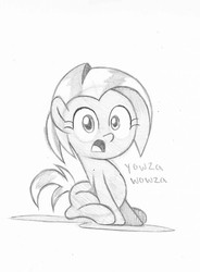 Size: 1048x1426 | Tagged: safe, artist:sauec, babs seed, earth pony, pony, g4, female, monochrome, solo