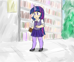 Size: 1800x1500 | Tagged: safe, artist:meluchi, twilight sparkle, human, g4, female, horn, horned humanization, humanized, solo