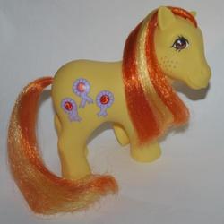 Size: 719x718 | Tagged: safe, photographer:satu, rosette (g1), earth pony, pony, g1, female, freckles, full body, irl, mare, photo, side view, solo, tail, toy
