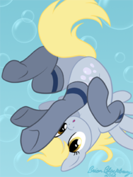 Size: 288x384 | Tagged: safe, artist:brianblackberry, derpy hooves, pegasus, pony, g4, clothes, female, magnet, mare, socks, solo, underhoof, upside down