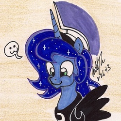 Size: 763x767 | Tagged: safe, artist:newyorkx3, princess luna, pony, g4, :3, armor, prince artemis, rule 63, solo, traditional art