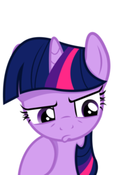 Size: 1416x2176 | Tagged: safe, artist:drawntildawn, artist:joemasterpencil, twilight sparkle, pony, unicorn, g4, cute, female, frown, glare, looking down, pouting, simple background, solo, thinking, thinking twilight, transparent background, unicorn twilight, vector