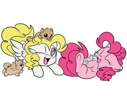 Size: 950x722 | Tagged: dead source, safe, artist:lustrous-dreams, pinkie pie, surprise, dog, pony, g4, adoraprise, cute, diapinkes, dog tags, filly, happy, puppy, younger