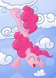 Size: 544x752 | Tagged: safe, artist:hip-indeed, pinkie pie, g4, cloud, cloudy, falling, happy