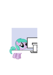 Size: 744x1052 | Tagged: safe, artist:commandorazor, aura (g4), pony, g4, .svg available, computer, female, filly, glitch, sad, simple background, solo, svg, transparent background, vector