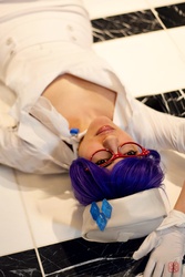 Size: 1000x1500 | Tagged: safe, artist:prynnette, artist:thighhighs, rarity, human, g4, clothes, convention, cosplay, glasses, hat, irl, irl human, katsucon, photo, pillbox hat, rarity's glasses, skirt, solo, tube skirt