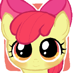 Size: 460x460 | Tagged: safe, artist:momo, apple bloom, earth pony, pony, g4, adorabloom, animated, blushing, cute, eye shimmer, female, filly, looking at you, solo