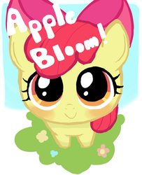 Size: 975x1200 | Tagged: safe, artist:momo, apple bloom, earth pony, pony, g4, adorabloom, blushing, cute, female, filly, foal, looking at you, smiling, solo