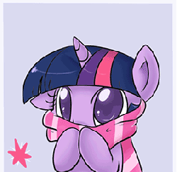 Size: 281x274 | Tagged: safe, artist:ianpo, artist:lustrous-dreams, twilight sparkle, pony, unicorn, g4, animated, clothes, cute, diabetes, female, filly, filly twilight sparkle, foal, hnnng, scarf, solo, twiabetes, unicorn twilight, weapons-grade cute, younger