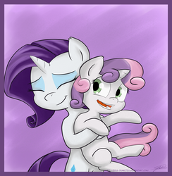 Size: 2011x2060 | Tagged: safe, artist:zortail, rarity, sweetie belle, g4, happy, hug, sisters