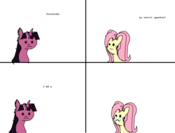 Size: 1068x812 | Tagged: safe, artist:henryfreeman, fluttershy, twilight sparkle, g4, abuse, crying, dolan, flutehsy, flutterbuse, hate, meme, stylistic suck, twalot spakl