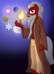 Size: 783x1078 | Tagged: safe, artist:naomiknight17, oc, oc only, anthro, anthro oc, askthesixelementals, beard, clothes, earth, fire, ice, plasma, robe, solo, water, wind