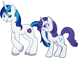 Size: 636x472 | Tagged: safe, artist:lulubell, rarity, shining armor, g4, blushing, female, male, shining armor gets all the mares, ship:rariarmor, shipping, simple background, straight, white background