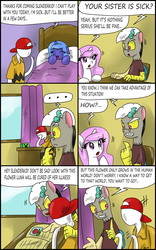 Size: 2017x3225 | Tagged: safe, artist:ciriliko, discord, princess celestia, princess luna, g4, comic, creeper, crossover, filly, slenderman