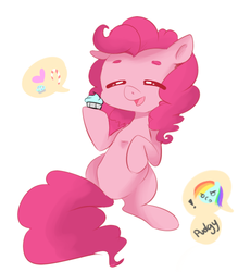 Size: 535x610 | Tagged: safe, artist:pegacornss, pinkie pie, rainbow dash, g4, 30 minute art challenge, cupcake, food, thick eyebrows