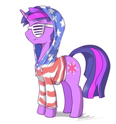 Size: 893x954 | Tagged: safe, artist:nolycs, twilight sparkle, g4, american flag, clothes, dusk shine, hoodie, rule 63, shutter shades, stars and stripes, sunglasses, swag, united states