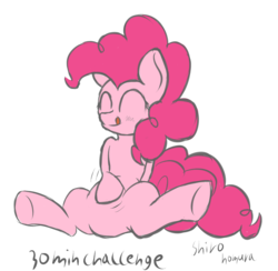 Size: 1280x1251 | Tagged: dead source, safe, artist:shirohomura, pinkie pie, earth pony, pony, g4, 30 minute art challenge, bellyrubs, female, mare, simple background, solo, transparent background