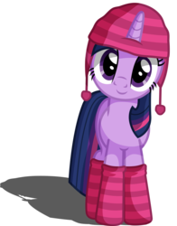Size: 3455x4400 | Tagged: safe, artist:austiniousi, twilight sparkle, pony, unicorn, g4, chullo, clothes, cute, female, hat, high res, looking at you, mare, simple background, smiling, socks, solo, striped socks, transparent background, twiabetes, unicorn twilight, vector