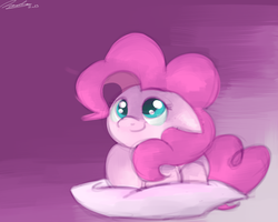 Size: 1000x800 | Tagged: safe, artist:strangemoose, pinkie pie, earth pony, pony, g4, female, pillow, solo