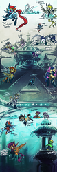 Size: 500x1500 | Tagged: safe, artist:syntactics, bon bon, derpy hooves, discord, doctor whooves, rainbow dash, scootaloo, soarin', spitfire, sweetie belle, sweetie drops, time turner, twilight sparkle, oc, cyborg, ask housewife bonbon, fanfic:rainbow factory, g4, absentia, ask, cloud, cyberpunk, flying, pegasus device, scootabot, sweetie bot, text