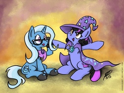 Size: 2156x1624 | Tagged: safe, artist:jorobro, trixie, oc, oc:pixelkitties, g4, accessory swap