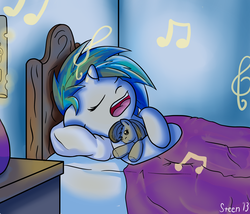 Size: 3500x3000 | Tagged: safe, artist:steen, dj pon-3, octavia melody, vinyl scratch, g4, female, filly, plushie, sleeping