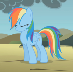 Size: 865x847 | Tagged: safe, screencap, rainbow dash, pegasus, pony, dragonshy, g4, cropped, eyes closed, female, mare, solo