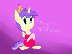 Size: 2000x1500 | Tagged: safe, artist:emmymew13, alula, pluto, princess erroria, pony, g4, 4chan, clothes, crown, dress, female, filly, solo
