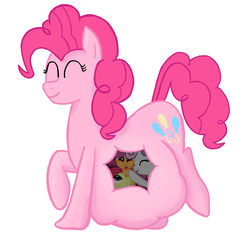 Size: 668x668 | Tagged: safe, artist:putinforgod, apple bloom, pinkie pie, scootaloo, sweetie belle, earth pony, pony, g4, belly, bloomprey, cutie mark crusaders, eaten alive, eyes closed, female, fetish, impossibly large belly, internal, mare, pinkie pred, preybloom, scootaprey, soft vore, sweetieprey, vore, x-ray