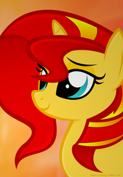 Size: 1280x1839 | Tagged: safe, artist:vivian reed, sunset shimmer, pony, unicorn, g4, bust, female, mare, smiling, solo, vector