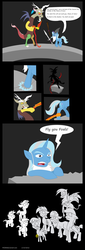 Size: 840x2474 | Tagged: safe, artist:philith, discord, featherweight, gilda, pipsqueak, snails, snips, trixie, balrog, griffon, g4, comic, comic sans, lord of the rings, parody