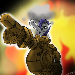 Size: 1000x1000 | Tagged: safe, artist:coffeycup, rarity, g4, blitzcrank, crossover, league of legends