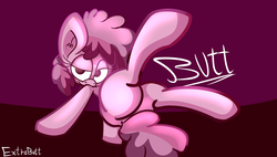 Size: 1280x725 | Tagged: safe, artist:extradan, ruby pinch, pony, g4, butt, plot, solo