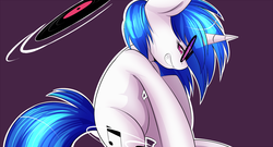 Size: 1000x540 | Tagged: safe, artist:spittfireart, dj pon-3, vinyl scratch, g4, solo