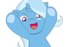 Size: 600x400 | Tagged: safe, artist:m2130138, trixie, g4, fourth wall, happy, smiling