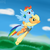 Size: 1200x1200 | Tagged: safe, artist:phallen1, applejack, rainbow dash, g4, flying, parachute, ship:appledash, shipping