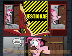 Size: 903x700 | Tagged: safe, pinkie pie, g4, exploitable meme, meme, ponibooru, surprise door, warning