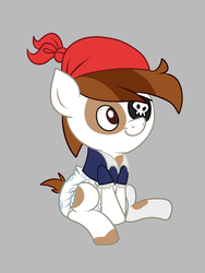 Size: 750x1000 | Tagged: safe, artist:fillyscoots42, pipsqueak, pony, g4, bandana, colt, diaper, eyepatch, male, non-baby in diaper, solo